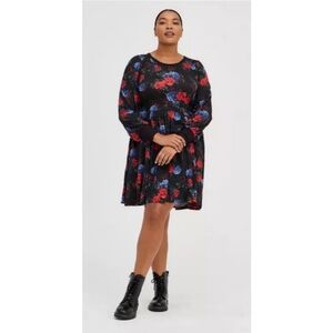 torrid | Babydoll Dress - Super Soft Plush Floral Black